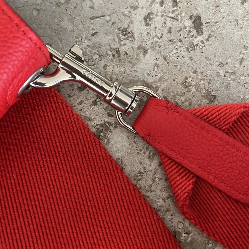 Celine Sangle Small Bucket Bag, Small Grain Calfskin, Red, Like New - Picture 9 of 15